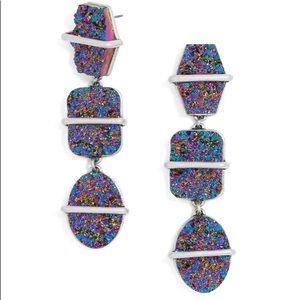BaubleBar Druzy Drops (blue, purple, and silver)